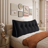 Large Wedge Headboard Backrest Reading Pillow — Secret Black